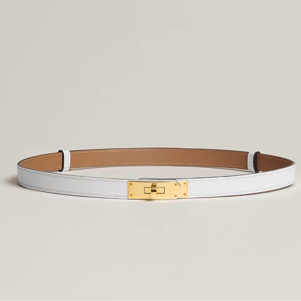 Hermes Kelly white belt with gold hardware new with tags